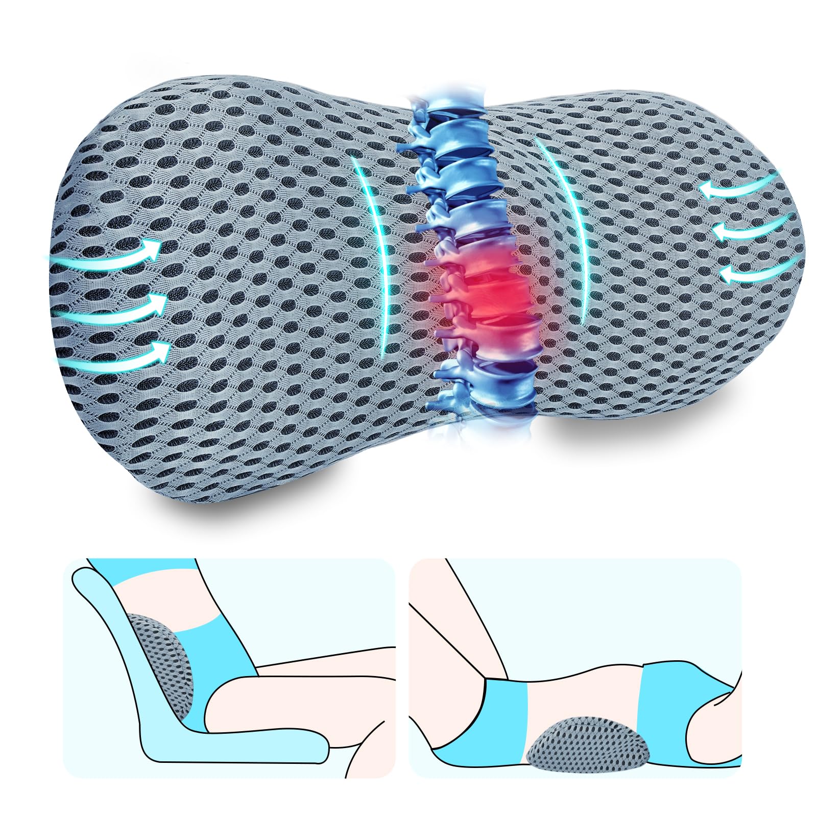 Support Pillow, Back Pillow for Low Back Pain Relief, Ergonomic