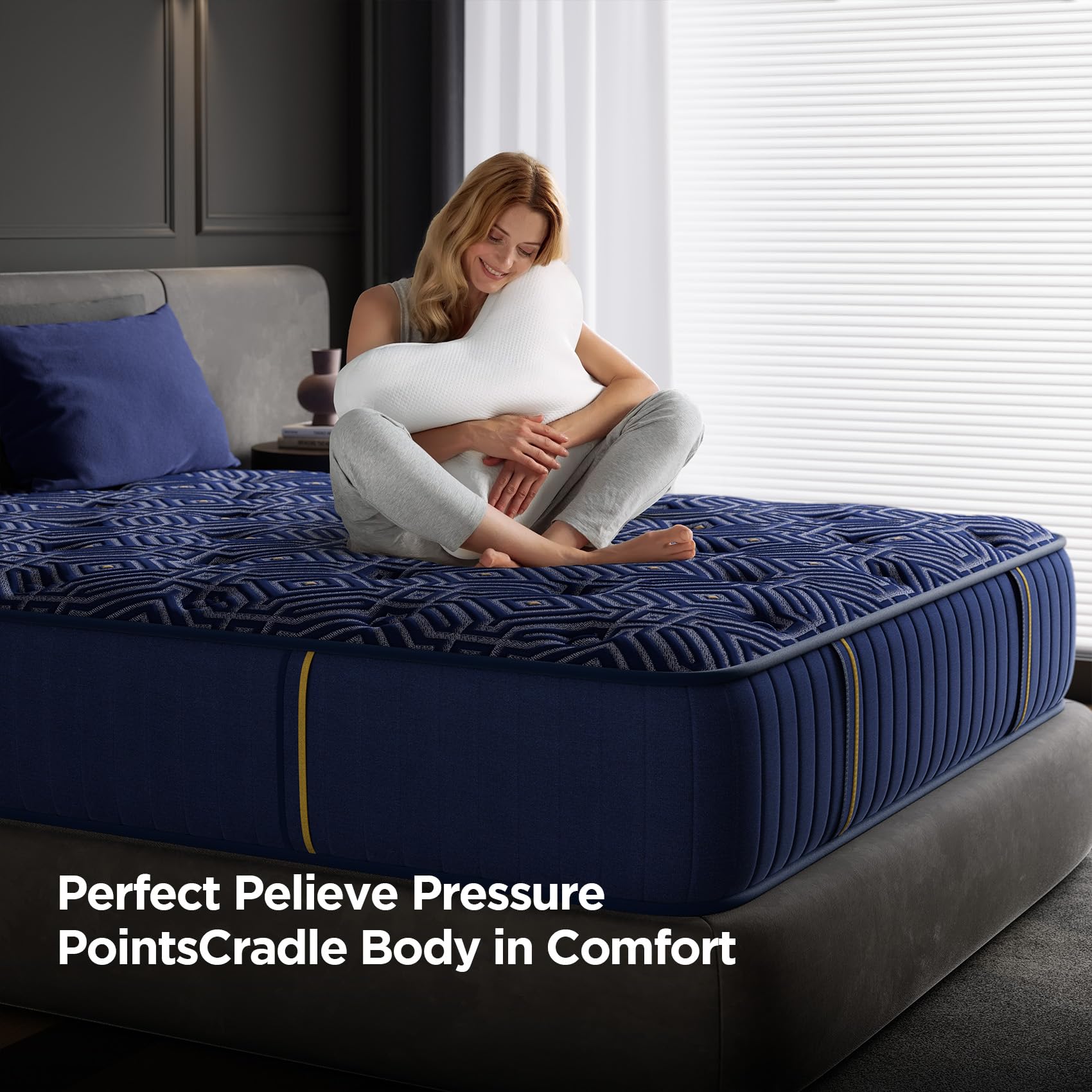 King Size Mattress 14 Inch, King Mattresses in a Box Hybrid Medium Feel Memory Foam and Individual Pocket Springs