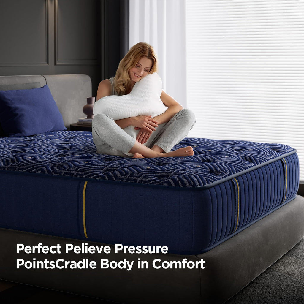 King Size Mattress 14 Inch, King Mattresses in a Box Hybrid Medium Feel Memory Foam and Individual Pocket Springs