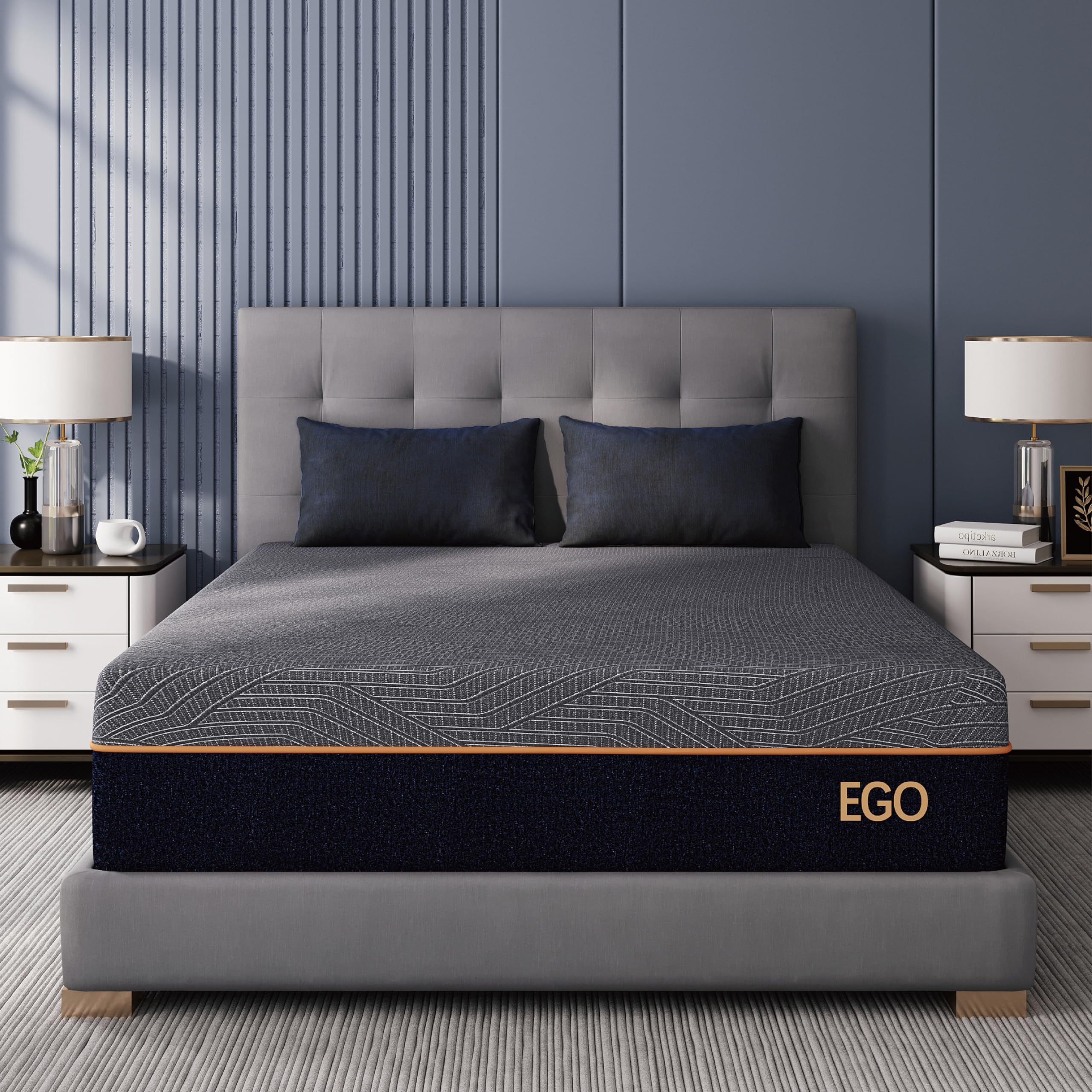 14 Inch Queen Memory Foam Mattress for Back Pain, Cooling Copper Gel Bed in a Box