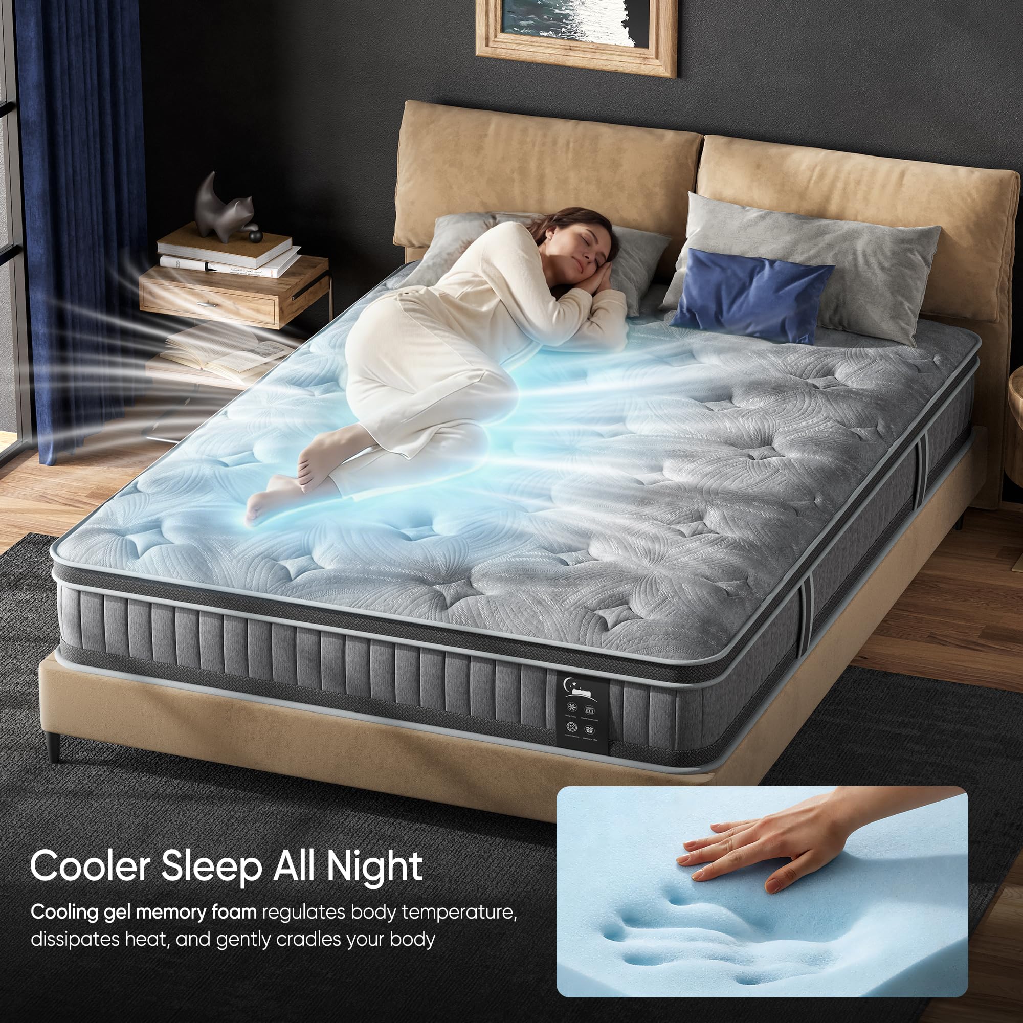Full Mattress 12 Inch in a Box, Hybrid Full Mattress with Memory Foam and Innersprings