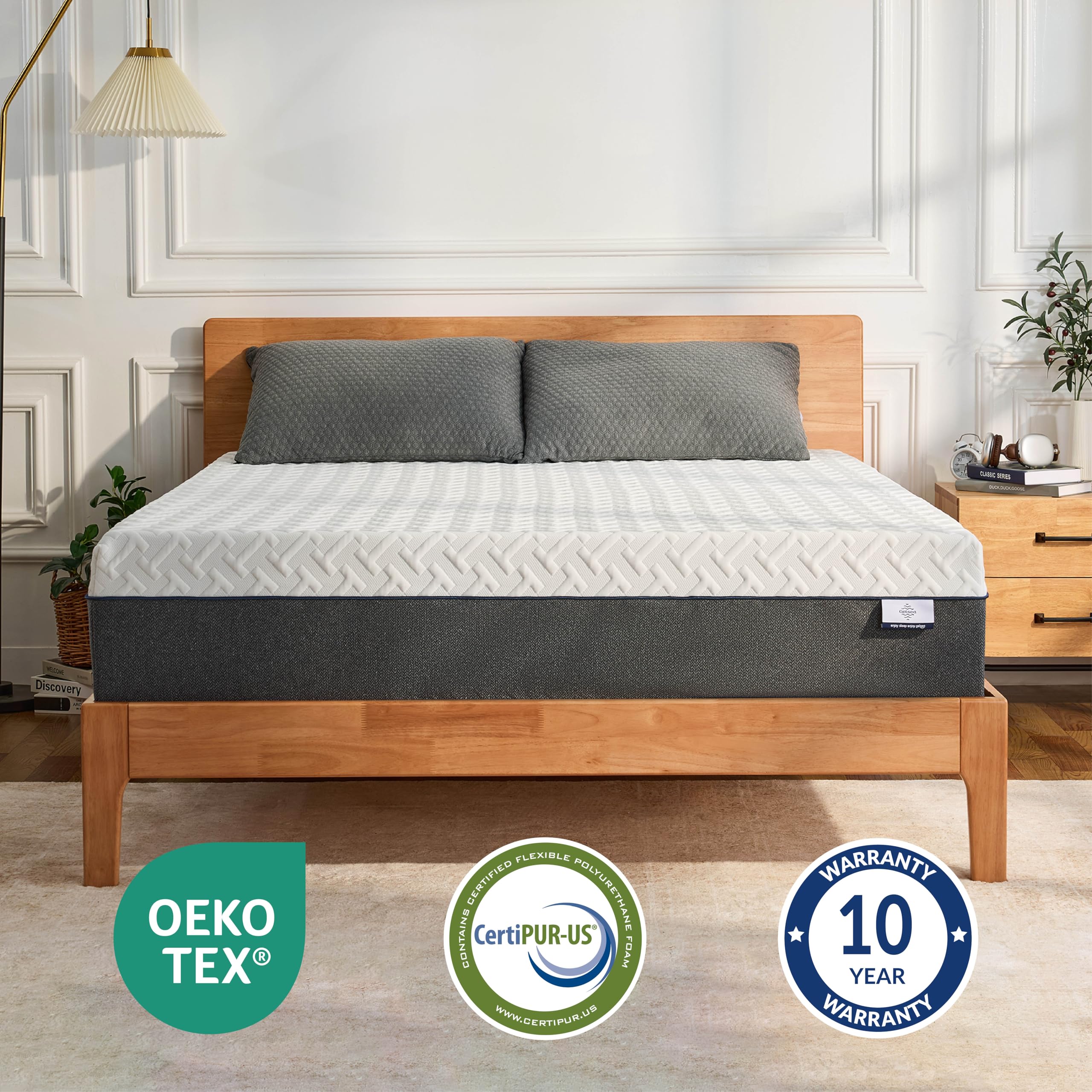 Green Tea Memory Foam Mattress, Full Size Mattress in a Box, Gel Infused Foam for Pressure