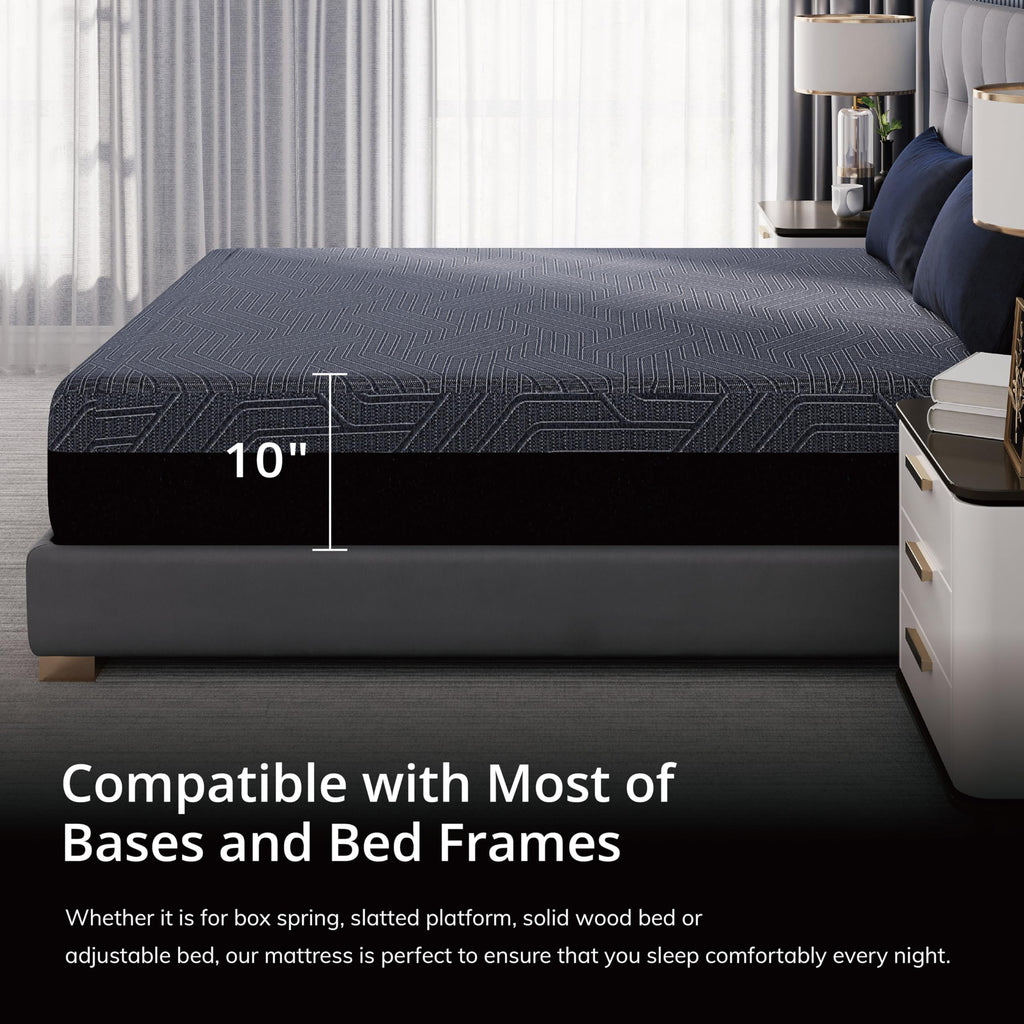 14 Inch Queen Memory Foam Mattress for Back Pain, Cooling Copper Gel Bed in a Box