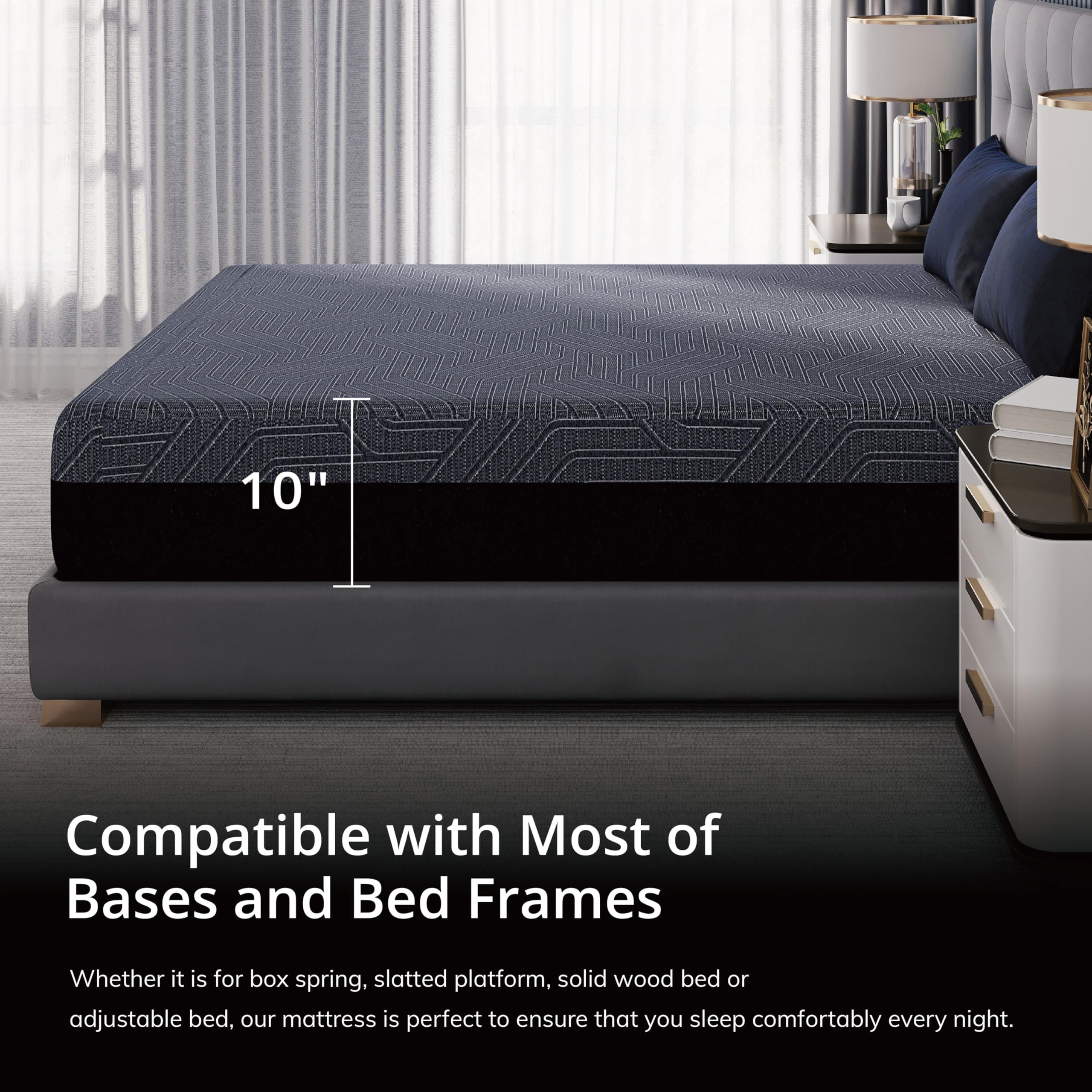 14 Inch Queen Memory Foam Mattress for Back Pain, Cooling Copper Gel Bed in a Box