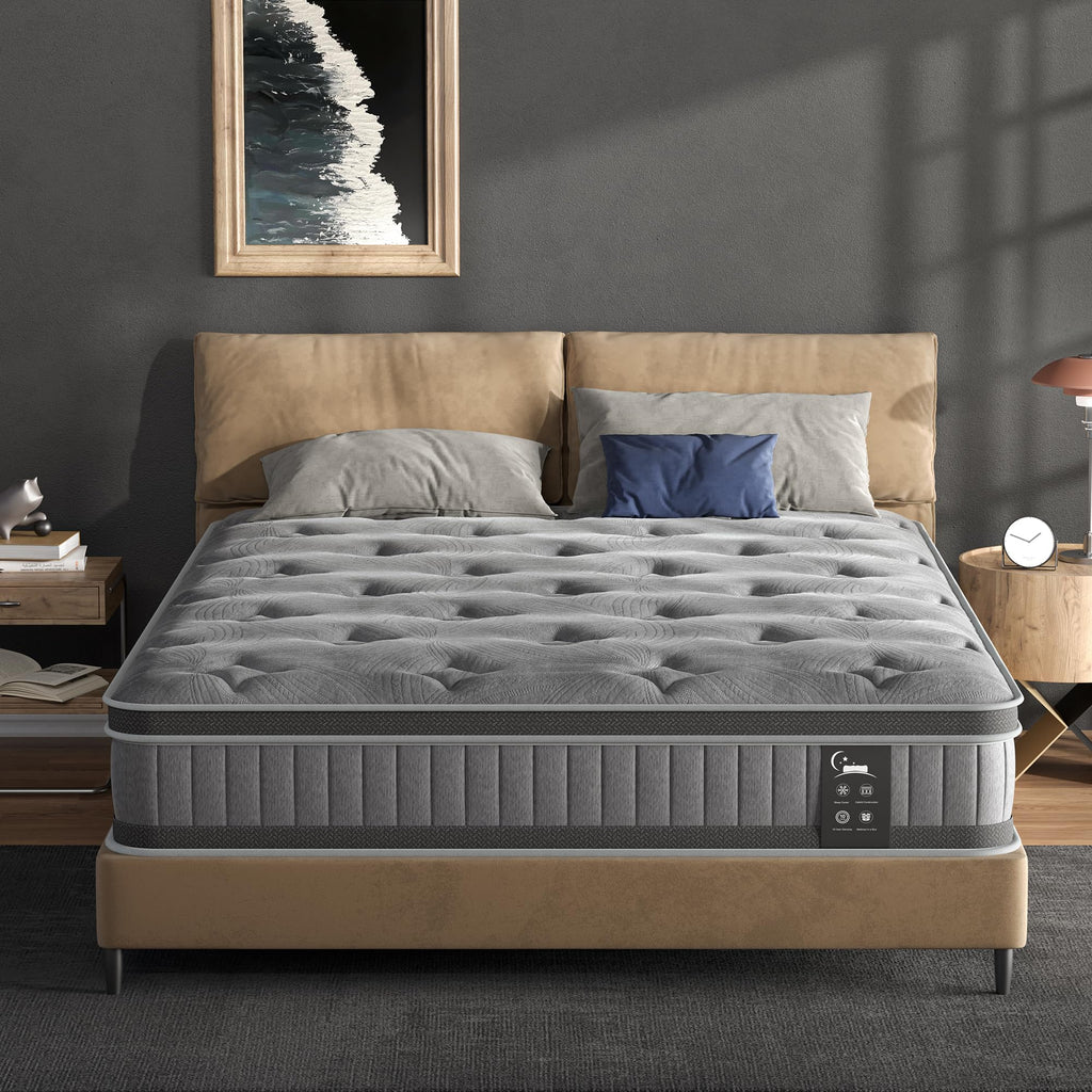 Full Mattress 12 Inch in a Box, Hybrid Full Mattress with Memory Foam and Innersprings