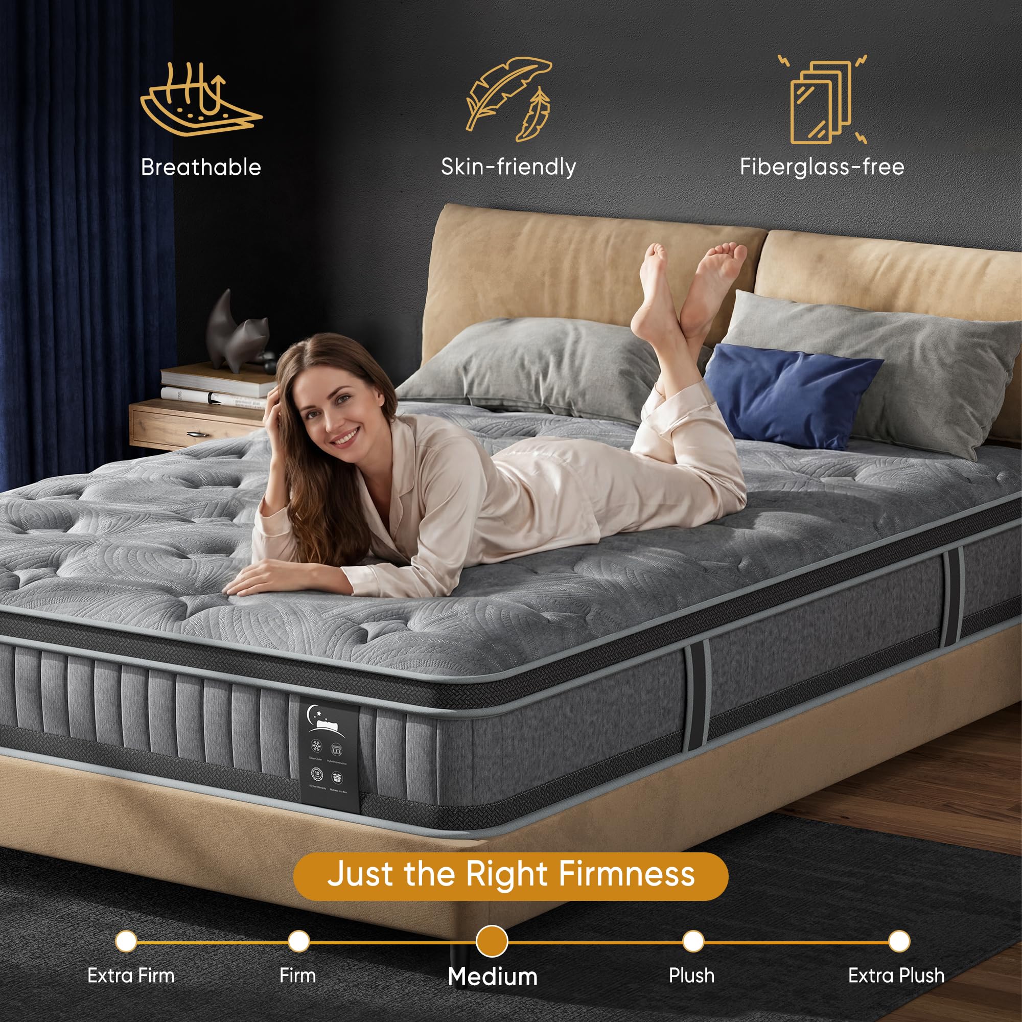 Full Mattress 12 Inch in a Box, Hybrid Full Mattress with Memory Foam and Innersprings