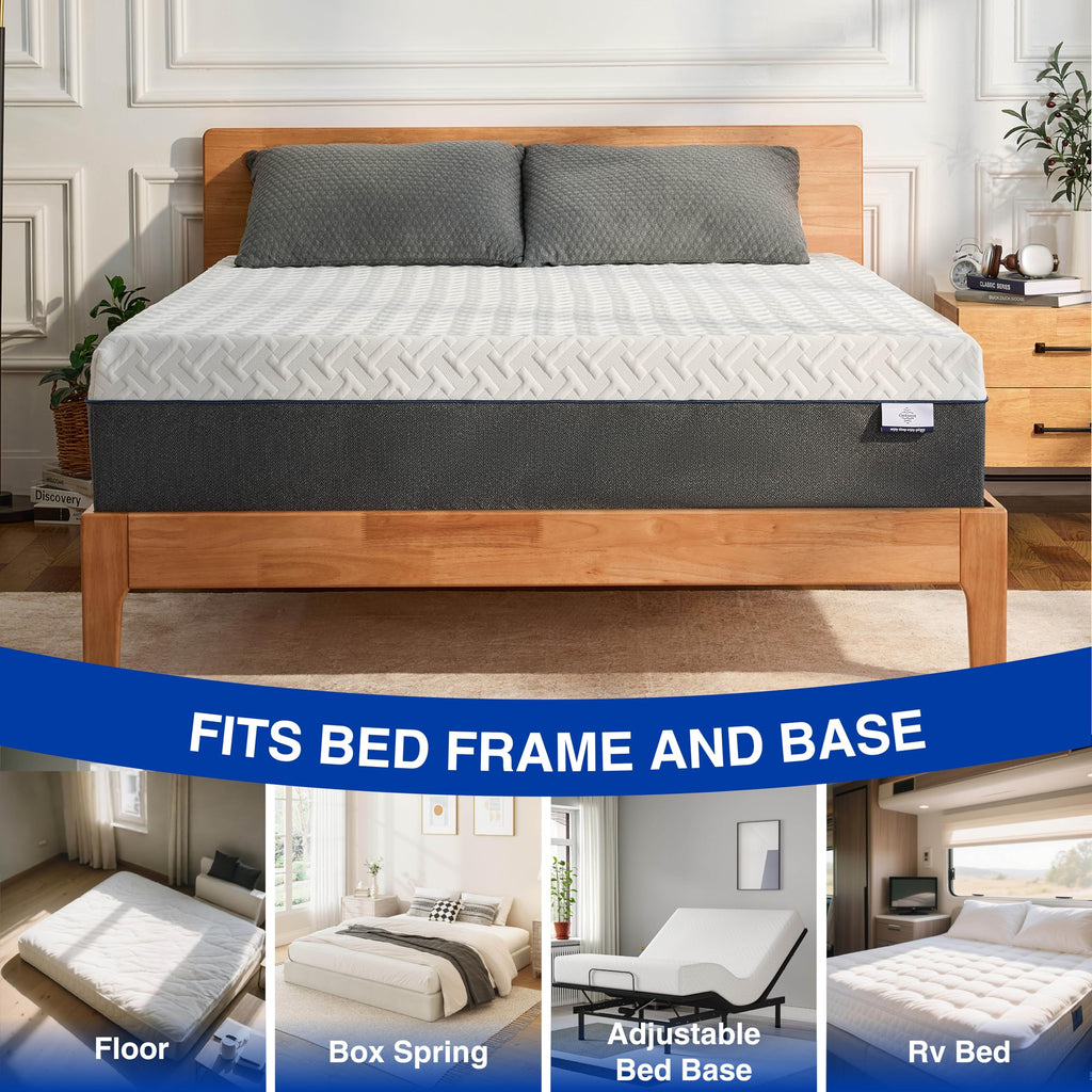Green Tea Memory Foam Mattress, Full Size Mattress in a Box, Gel Infused Foam for Pressure