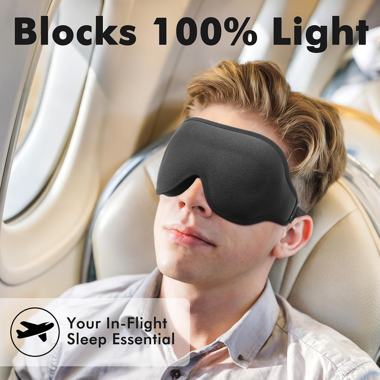 Weighted Eye Mask for Sleeping, 3D Contoured Sleep Mask Blackout with Adjustable