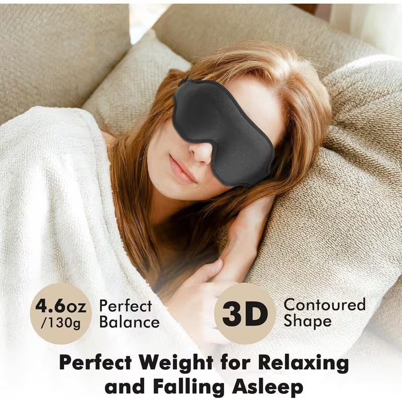 Weighted Eye Mask for Sleeping, 3D Contoured Sleep Mask Blackout with Adjustable