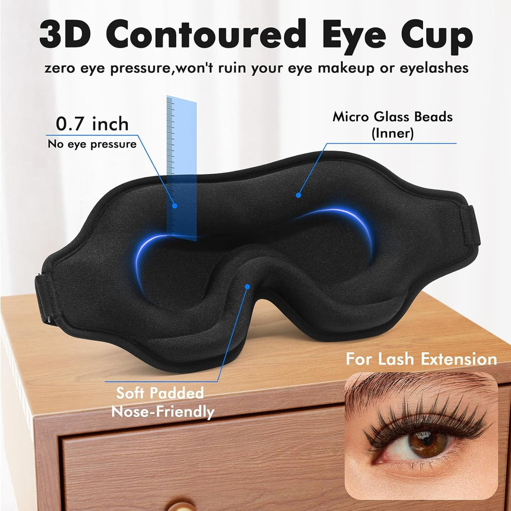 Weighted Eye Mask for Sleeping, 3D Contoured Sleep Mask Blackout with Adjustable