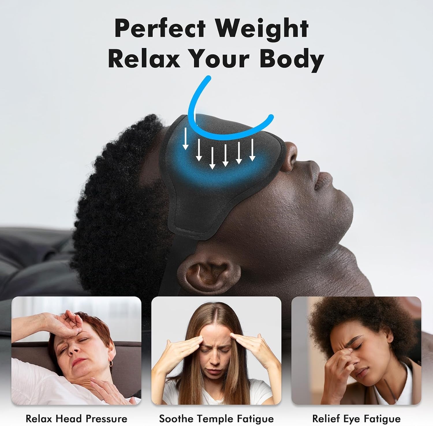 Weighted Eye Mask for Sleeping, 3D Contoured Sleep Mask Blackout with Adjustable